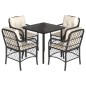 vidaXL 5-tlg. Garten-Essgruppe mit Kissen Schwarz Poly Rattan vidaXL 5-tlg. Garten-Essgruppe mit Kissen Schwarz Poly Rattan