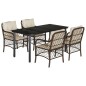 vidaXL 5-tlg. Garten-Essgruppe mit Kissen Braun Poly Rattan