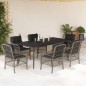 vidaXL 7-tlg. Garten-Essgruppe mit Kissen Grau Poly Rattan vidaXL 7-tlg. Garten-Essgruppe mit Kissen Grau Poly Rattan