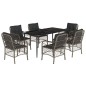 vidaXL 7-tlg. Garten-Essgruppe mit Kissen Grau Poly Rattan vidaXL 7-tlg. Garten-Essgruppe mit Kissen Grau Poly Rattan