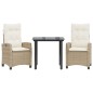 vidaXL 3-tlg. Garten-Essgruppe mit Kissen Beige Poly Rattan vidaXL 3-tlg. Garten-Essgruppe mit Kissen Beige Poly Rattan