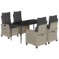 vidaXL 5-tlg. Garten-Essgruppe mit Kissen Hellgrau Poly Rattan vidaXL 5-tlg. Garten-Essgruppe mit Kissen Hellgrau Poly Rattan