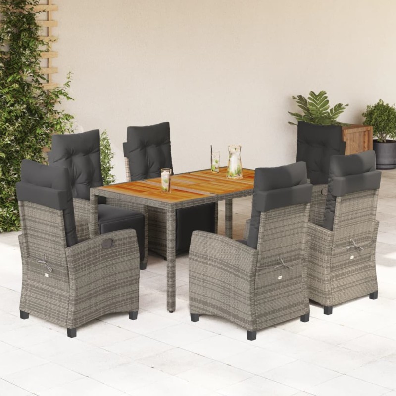 vidaXL 7-tlg. Garten-Essgruppe mit Kissen Grau Poly Rattan vidaXL 7-tlg. Garten-Essgruppe mit Kissen Grau Poly Rattan