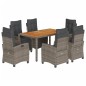 vidaXL 7-tlg. Garten-Essgruppe mit Kissen Grau Poly Rattan vidaXL 7-tlg. Garten-Essgruppe mit Kissen Grau Poly Rattan