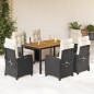 vidaXL 7-tlg. Garten-Essgruppe mit Kissen Schwarz Poly Rattan vidaXL 7-tlg. Garten-Essgruppe mit Kissen Schwarz Poly Rattan