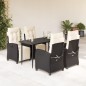 vidaXL 5-tlg. Garten-Essgruppe mit Kissen Schwarz Poly Rattan vidaXL 5-tlg. Garten-Essgruppe mit Kissen Schwarz Poly Rattan