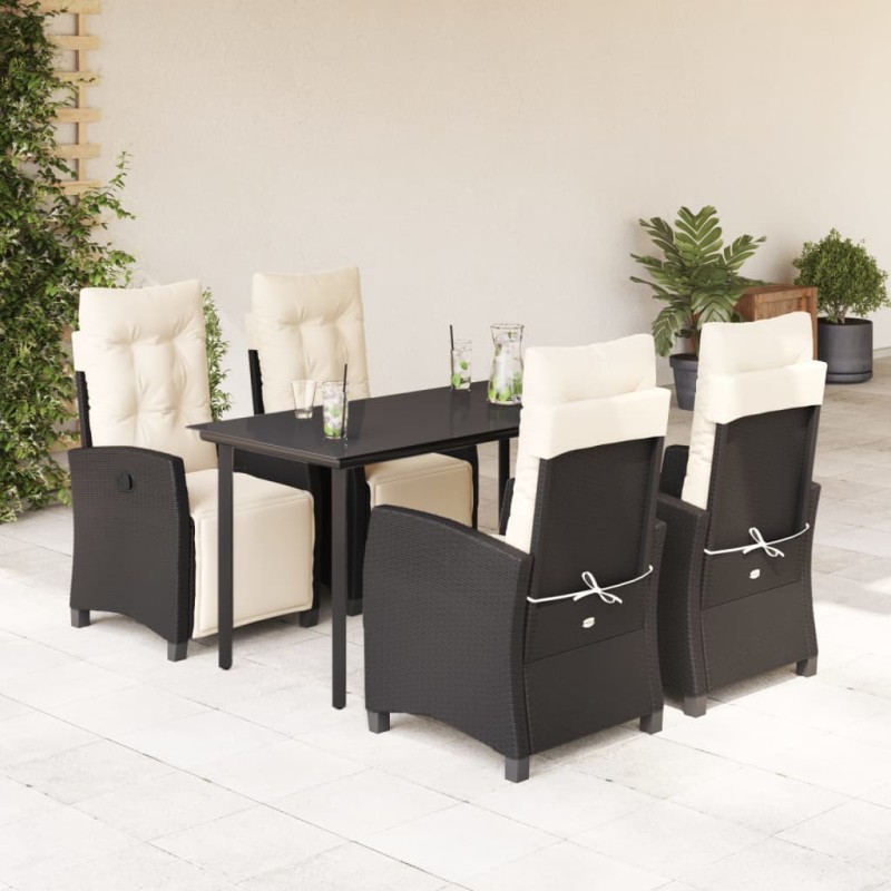 vidaXL 5-tlg. Garten-Essgruppe mit Kissen Schwarz Poly Rattan vidaXL 5-tlg. Garten-Essgruppe mit Kissen Schwarz Poly Rattan