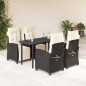 vidaXL 5-tlg. Garten-Essgruppe mit Kissen Schwarz Poly Rattan vidaXL 5-tlg. Garten-Essgruppe mit Kissen Schwarz Poly Rattan