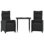 vidaXL 3-tlg. Garten-Essgruppe mit Kissen Schwarz Poly Rattan vidaXL 3-tlg. Garten-Essgruppe mit Kissen Schwarz Poly Rattan