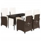vidaXL 5-tlg. Garten-Essgruppe mit Kissen Braun Poly Rattan vidaXL 5-tlg. Garten-Essgruppe mit Kissen Braun Poly Rattan