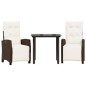 vidaXL 3-tlg. Garten-Essgruppe mit Kissen Braun Poly Rattan vidaXL 3-tlg. Garten-Essgruppe mit Kissen Braun Poly Rattan