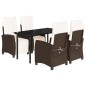 vidaXL 5-tlg. Garten-Essgruppe mit Kissen Braun Poly Rattan vidaXL 5-tlg. Garten-Essgruppe mit Kissen Braun Poly Rattan
