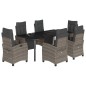 vidaXL 7-tlg. Garten-Essgruppe mit Kissen Grau Poly Rattan vidaXL 7-tlg. Garten-Essgruppe mit Kissen Grau Poly Rattan