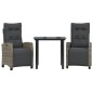 vidaXL 3-tlg. Garten-Essgruppe mit Kissen Grau Poly Rattan vidaXL 3-tlg. Garten-Essgruppe mit Kissen Grau Poly Rattan