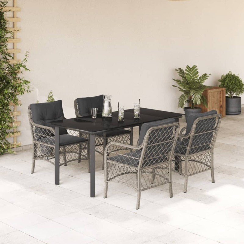 vidaXL 5-tlg. Garten-Essgruppe mit Kissen Hellgrau Poly Rattan vidaXL 5-tlg. Garten-Essgruppe mit Kissen Hellgrau Poly Rattan