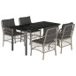 vidaXL 5-tlg. Garten-Essgruppe mit Kissen Hellgrau Poly Rattan vidaXL 5-tlg. Garten-Essgruppe mit Kissen Hellgrau Poly Rattan