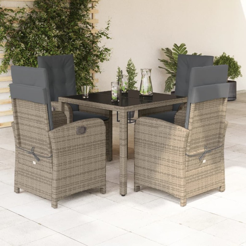 vidaXL 5-tlg. Garten-Essgruppe mit Kissen Grau Poly Rattan vidaXL 5-tlg. Garten-Essgruppe mit Kissen Grau Poly Rattan