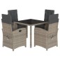 vidaXL 5-tlg. Garten-Essgruppe mit Kissen Grau Poly Rattan vidaXL 5-tlg. Garten-Essgruppe mit Kissen Grau Poly Rattan
