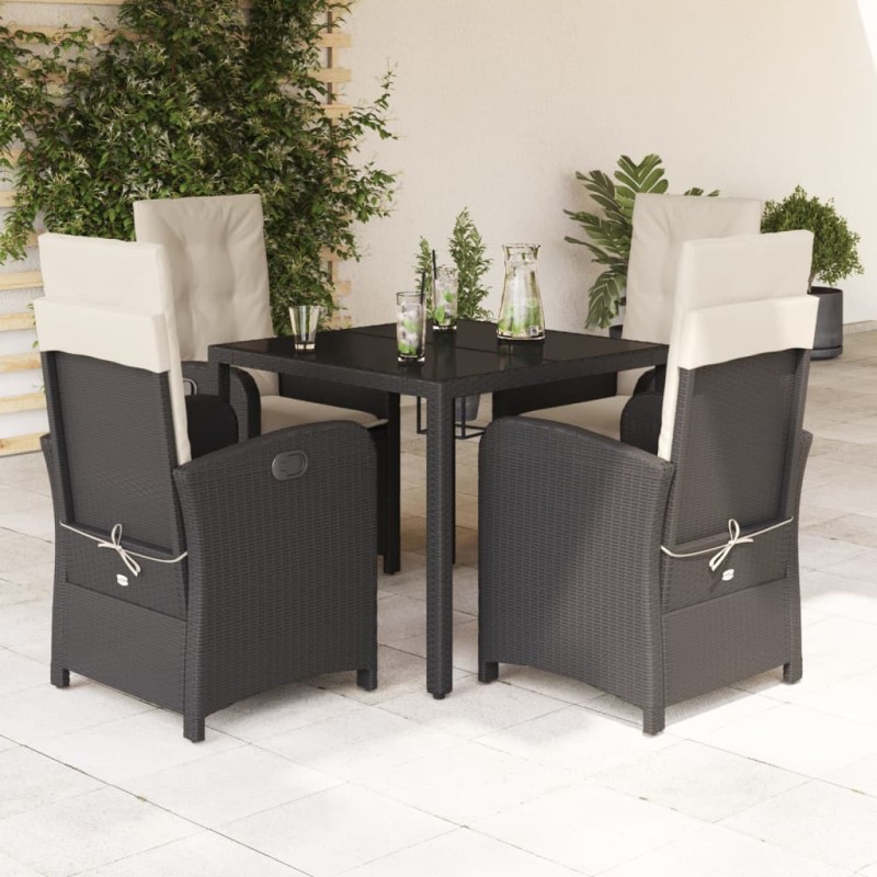 vidaXL 5-tlg. Garten-Essgruppe mit Kissen Schwarz Poly Rattan vidaXL 5-tlg. Garten-Essgruppe mit Kissen Schwarz Poly Rattan