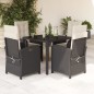 vidaXL 5-tlg. Garten-Essgruppe mit Kissen Schwarz Poly Rattan vidaXL 5-tlg. Garten-Essgruppe mit Kissen Schwarz Poly Rattan