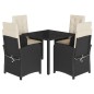 vidaXL 5-tlg. Garten-Essgruppe mit Kissen Schwarz Poly Rattan vidaXL 5-tlg. Garten-Essgruppe mit Kissen Schwarz Poly Rattan