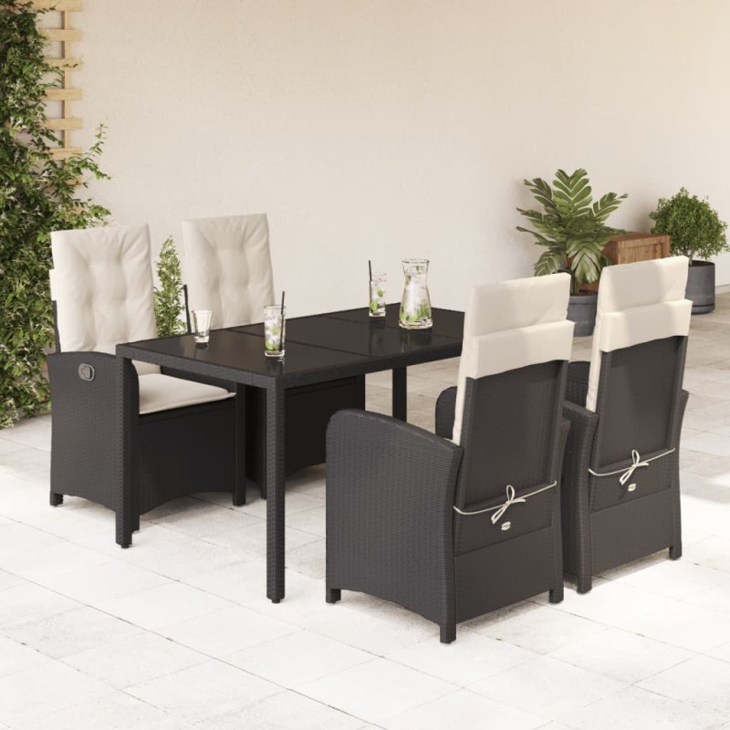 vidaXL 5-tlg. Garten-Essgruppe mit Kissen Schwarz Poly Rattan vidaXL 5-tlg. Garten-Essgruppe mit Kissen Schwarz Poly Rattan
