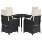 vidaXL 5-tlg. Garten-Essgruppe mit Kissen Schwarz Poly Rattan vidaXL 5-tlg. Garten-Essgruppe mit Kissen Schwarz Poly Rattan