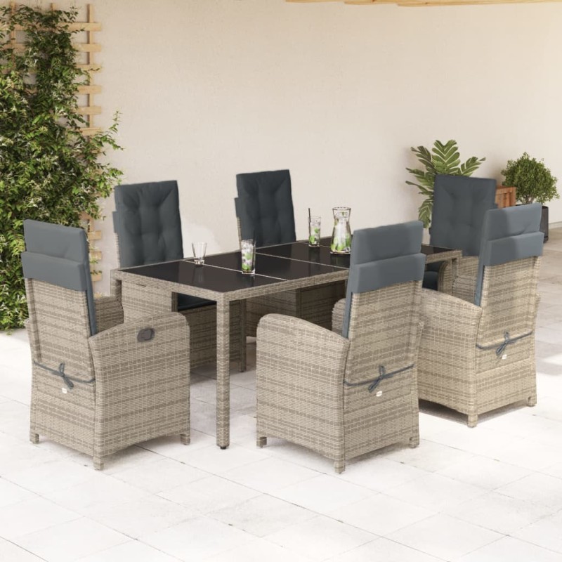 vidaXL 7-tlg. Garten-Essgruppe mit Kissen Grau Poly Rattan vidaXL 7-tlg. Garten-Essgruppe mit Kissen Grau Poly Rattan