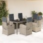 vidaXL 7-tlg. Garten-Essgruppe mit Kissen Grau Poly Rattan vidaXL 7-tlg. Garten-Essgruppe mit Kissen Grau Poly Rattan