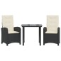 vidaXL 3-tlg. Garten-Essgruppe mit Kissen Schwarz Poly Rattan vidaXL 3-tlg. Garten-Essgruppe mit Kissen Schwarz Poly Rattan