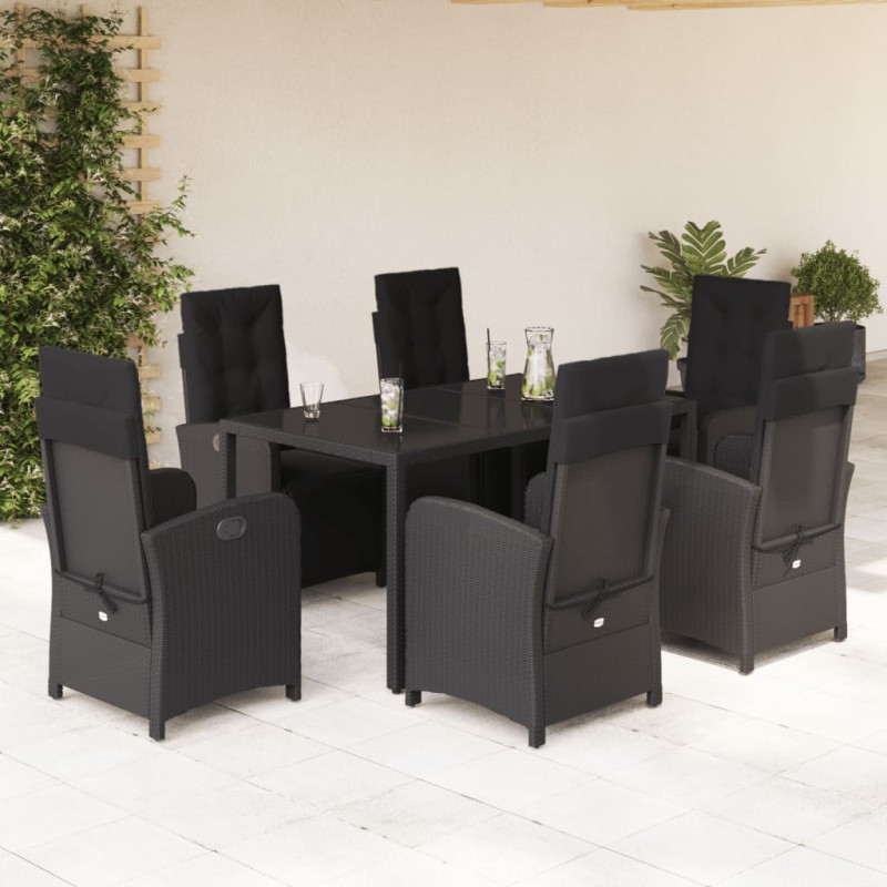 vidaXL 7-tlg. Garten-Essgruppe mit Kissen Schwarz Poly Rattan vidaXL 7-tlg. Garten-Essgruppe mit Kissen Schwarz Poly Rattan