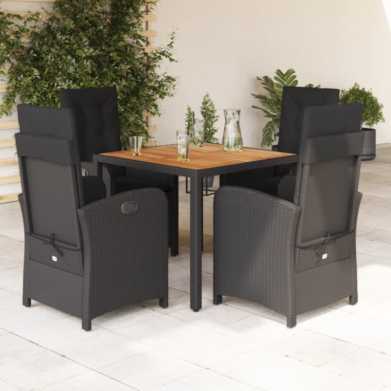 vidaXL 5-tlg. Garten-Essgruppe mit Kissen Schwarz Poly Rattan vidaXL 5-tlg. Garten-Essgruppe mit Kissen Schwarz Poly Rattan