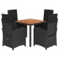 vidaXL 5-tlg. Garten-Essgruppe mit Kissen Schwarz Poly Rattan vidaXL 5-tlg. Garten-Essgruppe mit Kissen Schwarz Poly Rattan