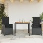vidaXL 3-tlg. Garten-Essgruppe mit Kissen Schwarz Poly Rattan vidaXL 3-tlg. Garten-Essgruppe mit Kissen Schwarz Poly Rattan
