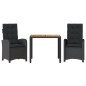 vidaXL 3-tlg. Garten-Essgruppe mit Kissen Schwarz Poly Rattan vidaXL 3-tlg. Garten-Essgruppe mit Kissen Schwarz Poly Rattan