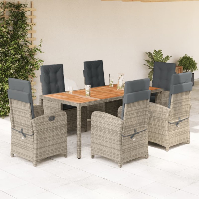 vidaXL 7-tlg. Garten-Essgruppe mit Kissen Grau Poly Rattan vidaXL 7-tlg. Garten-Essgruppe mit Kissen Grau Poly Rattan