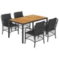 vidaXL 5-tlg. Garten-Essgruppe mit Kissen Schwarz Poly Rattan vidaXL 5-tlg. Garten-Essgruppe mit Kissen Schwarz Poly Rattan