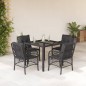 vidaXL 5-tlg. Garten-Essgruppe mit Kissen Schwarz Poly Rattan vidaXL 5-tlg. Garten-Essgruppe mit Kissen Schwarz Poly Rattan