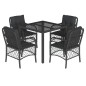 vidaXL 5-tlg. Garten-Essgruppe mit Kissen Schwarz Poly Rattan vidaXL 5-tlg. Garten-Essgruppe mit Kissen Schwarz Poly Rattan