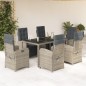 vidaXL 7-tlg. Garten-Essgruppe mit Kissen Grau Poly Rattan vidaXL 7-tlg. Garten-Essgruppe mit Kissen Grau Poly Rattan