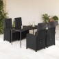 vidaXL 5-tlg. Garten-Essgruppe mit Kissen Schwarz Poly Rattan vidaXL 5-tlg. Garten-Essgruppe mit Kissen Schwarz Poly Rattan