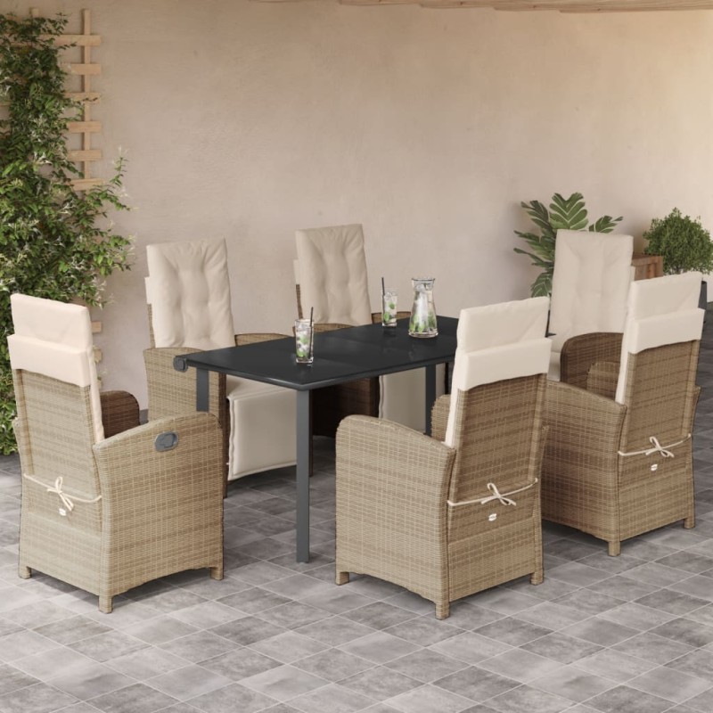 vidaXL 7-tlg. Garten-Essgruppe mit Kissen Beige Poly Rattan vidaXL 7-tlg. Garten-Essgruppe mit Kissen Beige Poly Rattan