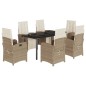 vidaXL 7-tlg. Garten-Essgruppe mit Kissen Beige Poly Rattan vidaXL 7-tlg. Garten-Essgruppe mit Kissen Beige Poly Rattan