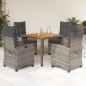 vidaXL 5-tlg. Garten-Essgruppe mit Kissen Grau Poly Rattan vidaXL 5-tlg. Garten-Essgruppe mit Kissen Grau Poly Rattan