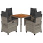 vidaXL 5-tlg. Garten-Essgruppe mit Kissen Grau Poly Rattan vidaXL 5-tlg. Garten-Essgruppe mit Kissen Grau Poly Rattan