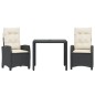 vidaXL 3-tlg. Garten-Essgruppe mit Kissen Schwarz Poly Rattan vidaXL 3-tlg. Garten-Essgruppe mit Kissen Schwarz Poly Rattan
