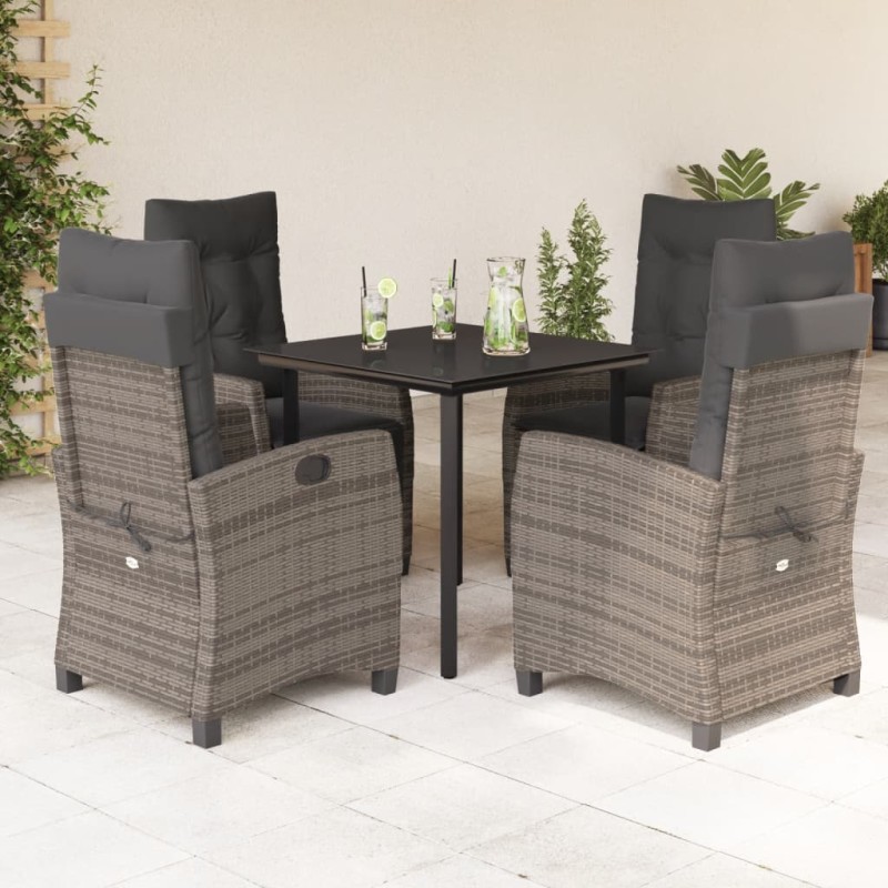 vidaXL 5-tlg. Garten-Essgruppe mit Kissen Grau Poly Rattan vidaXL 5-tlg. Garten-Essgruppe mit Kissen Grau Poly Rattan