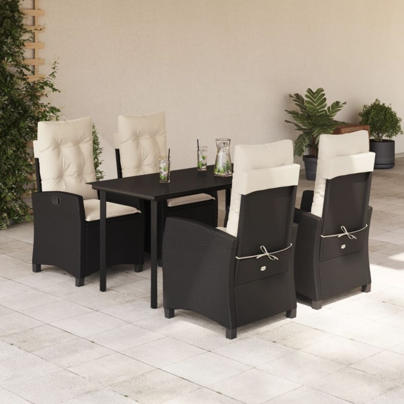 vidaXL 5-tlg. Garten-Essgruppe mit Kissen Schwarz Poly Rattan vidaXL 5-tlg. Garten-Essgruppe mit Kissen Schwarz Poly Rattan