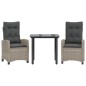 vidaXL 3-tlg. Garten-Essgruppe mit Kissen Hellgrau Poly Rattan vidaXL 3-tlg. Garten-Essgruppe mit Kissen Hellgrau Poly Rattan