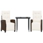 vidaXL 3-tlg. Garten-Essgruppe mit Kissen Braun Poly Rattan vidaXL 3-tlg. Garten-Essgruppe mit Kissen Braun Poly Rattan
